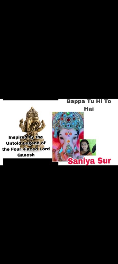 "Webpage showing the song 'Bappa Tu Hi To Hai' inspired by the untold legend of the Four-Faced Lord Ganesh. The page includes a headline, a short description about the song by Saniya Sur, a YouTube video preview, and images of Lord Ganesh idols."
