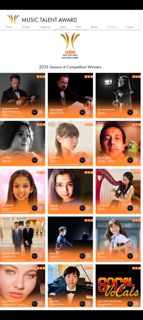 
Music Talent Award 2025 Season 4 competition winners displayed on official website
